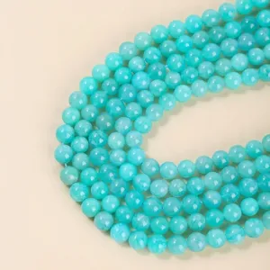 Premium natural icy blue Amazonite round loose beads for DIY handmade jewelry making