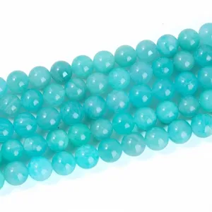 Natural high-quality ice blue Amazonite round beads for DIY jewelry bracelet making
