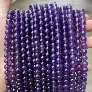 Rows of natural Uruguayan purple amethyst round beads for DIY jewelry making accessories