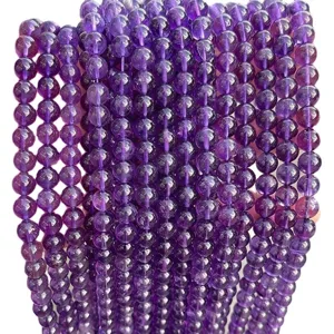 High-quality natural Uruguay purple amethyst round beads strands for DIY jewelry making