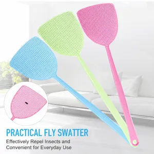 Household Plastic Fly Swatter Thickened Mesh Long Handle Mosquito Killer Tool Durable Manual Fly Catcher Pest Control