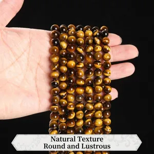 Perles rondes en pierre d'oeil de tigre jaune naturel de haute qualité pour bijoux