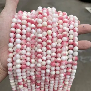 Perline Rotonde in Calcedonio Pesca Chiaro Colore Misto Pietra Perle Sciolte Per Creazione Gioielli Fai da Te Bracciale Collana Accessori