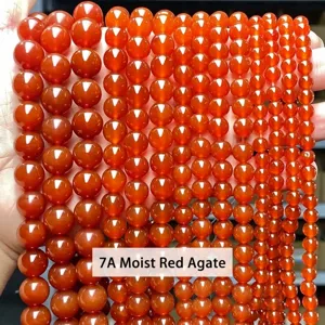 Premium 7A grade red carnelian agate round loose beads for DIY jewelry projects