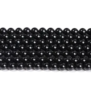 Hochwertige 7A natürliche schwarze Achat Rundperlen für DIY-Schmuckherstellung.