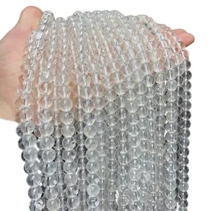 Natural clear white crystal round beads for DIY jewelry making and bracelet strands