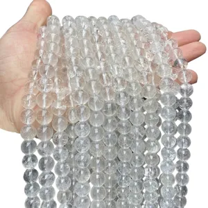 Hochwertige Stränge aus natürlichen, klaren weißen Kristall-Rundperlen für DIY-Schmuck
