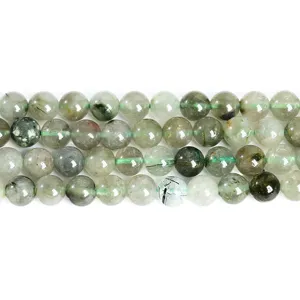 Cuentas Redondas de Cuarzo Rutilado Verde Natural para Hacer Joyería DIY Pulsera Collar Cuentas de Piedra de Cristal Sueltas