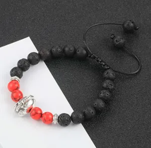 8mm Lavasteen Sparta Helm Kralen Yoga Armband Gedetailleerde Weergave Natuurlijke Sieraad