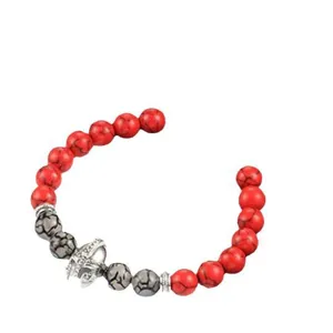 8mm rode turkoois grijs vulkanisch gesteente armband met helm bedel voor yoga
