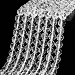 Cuentas Sueltas de Cuarzo Transparente Ágata Negra Amatista Natural Facetada para Creación de Joyas Bricolaje Pulsera Collar Accesorios Piedra Redonda
