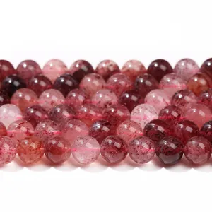 Natural high-quality red strawberry quartz round loose beads for DIY jewelry making