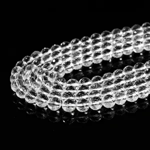 Cuentas de cristal blanco natural 7A con 128 facetas para la creación de joyas artesanales DIY