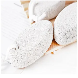 Natural volcanic pumice stones for feet, exfoliating callus remover with hanging ropes.