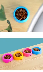 Plastic pet bowl candy-colored dog cat feeding food basin single bowl pet tableware details