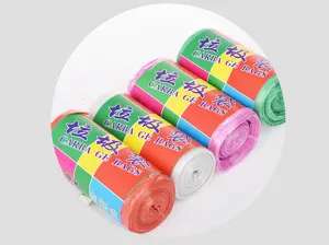 Bolsas de basura de plástico coloridas desechables en rollo tipo corte fácil gruesas