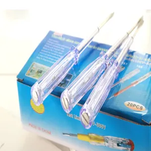Tournevis testeur de tension portable avec poignée transparente pour la maison.