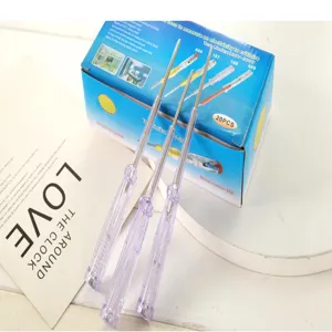 Testeur de tension électrique portable multifonction avec poignée transparente et précise.
