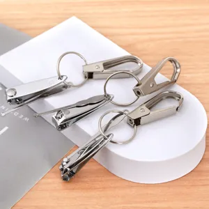 Portable Stainless Steel Nail Clipper Keychain Multi Functional Ear Pick Pocket Tool Metal Key Ring Pendant