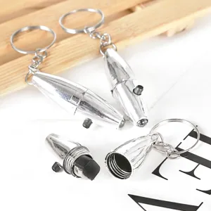 Portable mini bullet shape LED UV currency detector keychain flashlight for daily use.