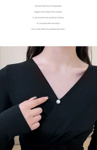 Pearl anti-glare brooch button for women clothing invisible fixed decorative collar pin