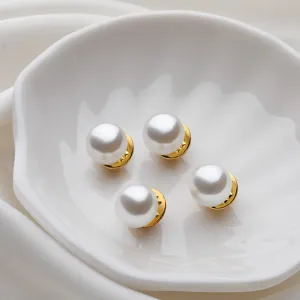 Pearl anti-glare button brooch for shirt collar, invisible decorative fixing pins for women.