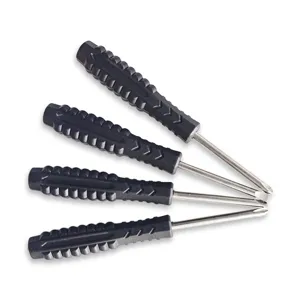 4er Set Mini Schraubendreher mit schwarzen Anti-Rutsch-Griffen für Reparatur und Spielzeug.