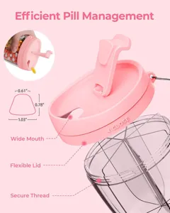 Portable 7-day pill organizer with multi-compartment design, secure thread and wide mouth.