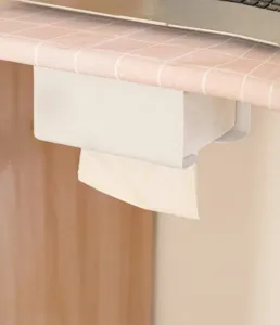 Dettaglio porta fazzoletti sotto mensola, supporto carta bianco per scrivania e cucina.