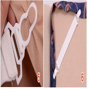 Bed sheet fastener holder straps detail view, durable white elastic band with anti-slip plastic clip.
