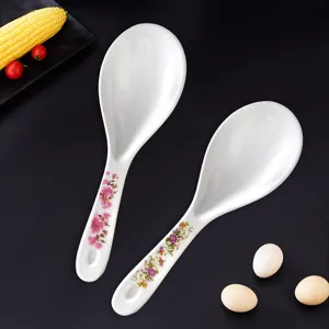 Melamine Rice Spoon Household Non Stick Heat Resistant Rice Cooker Serving Spoon With Floral Pattern Kitchen Tableware