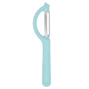 Stainless steel fruit peeler with comfortable handle for kitchen vegetables and apples.