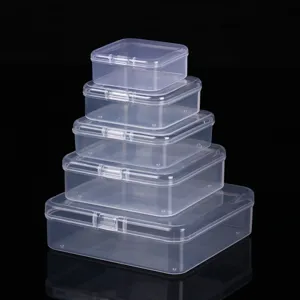 Caja de Almacenamiento de Plástico Transparente Pequeño Contenedor Cuadrado Con Tapa Estuche Organizador Transparente Para Joyas Tapones Para los Oídos Partes de Hardware Botón