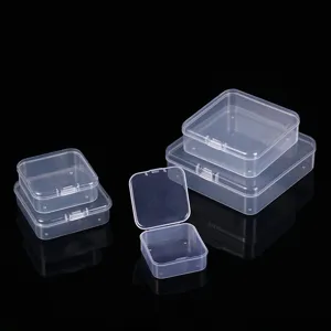 Caja de almacenamiento cuadrada de plástico transparente organizador para piezas pequeñas
