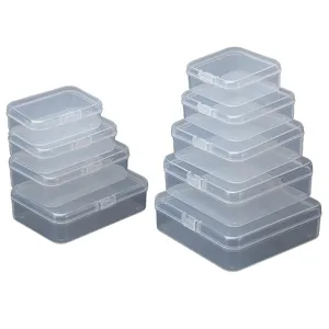 Conjunto de cajas de almacenamiento de plástico transparente, pequeños organizadores.