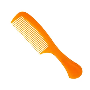 Orange plastic hair comb, anti-static fine tooth styling comb for daily hair care.