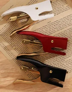 Agrafeuse de poche manuelle en métal rétro vintage papeterie de bureau blanc rouge noir