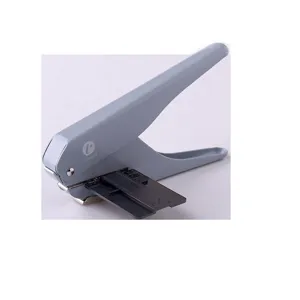 Perforadora manual de champiñón para agendas, perforador de papel gris portátil con regla guía.