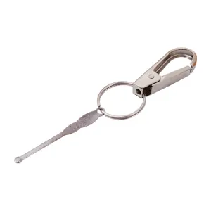 Portable metal keychain with ear pick, durable stainless steel pocket tool for daily use.