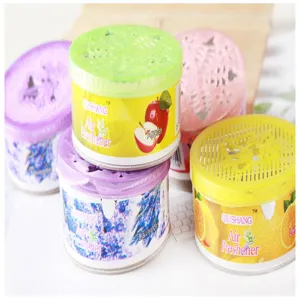 Désodorisant d'intérieur solide, parfum d'ambiance en gel en pot rond multi-parfums.