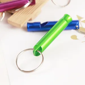 Aluminum alloy survival whistle keychain portable outdoor emergency whistle metal key ring pendant