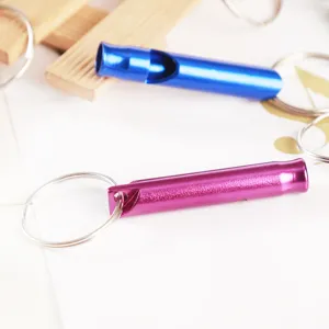 Aluminum alloy survival whistle keychain portable outdoor metal whistle with key ring 1pc