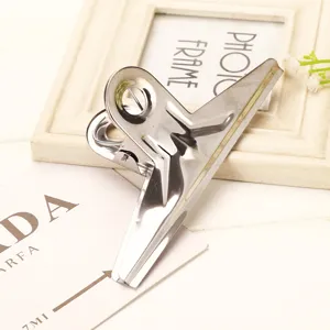 Stainless steel metal bulldog clip, heavy duty binder clips for office and ticket paper organization.