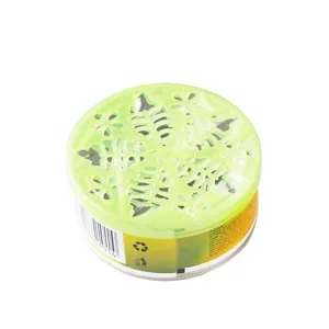 Désodorisant solide avec couvercle floral vert, parfum longue durée pour la maison et les pièces.