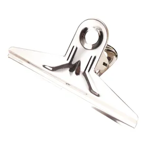 Stainless steel bulldog binder clip for office school paper document organization metal clamp.