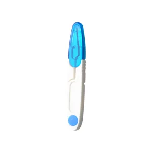 Portable folding mini scissors with protective cap, ideal for fishing and sewing tasks.