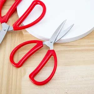 Stainless steel household scissors with red handle multifunctional tool for stationery