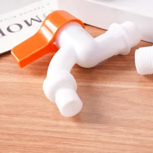 Plastic quick-open faucet for balcony washing machine, white and orange home plumbing hardware