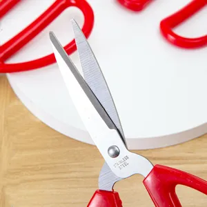 Stainless steel household scissors red handle multifunctional craft tool for office use