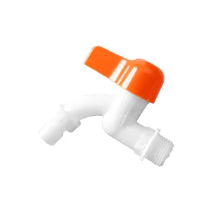 Plastic quick open faucet white orange washing machine water tap 4 point plumbing accessory